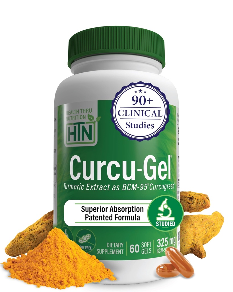 Health Thru Nutrition Curcu-Gel Kurkuma Curcumin Complex BCM-95 Softgels, 325mg (verpakking van 60)