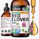 Teinture de trèfle rouge BIO KRAUTER - Extrait de trèfle rouge - Supplément liquide pour le soutien des femmes - Sans alcool et sans sucre - gouttes de végane 4 Fl.Oz.