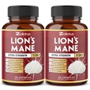 Zolotus 2 Packs 90 Capsules Lions Mane Mushroom Supplement, 6 maand levering met Cordeyceps, Reishi, Ashwagandha, Focus, Geheugen en Hersenen Ondersteuning Supplement, Immune Ondersteuning, Energie pillen