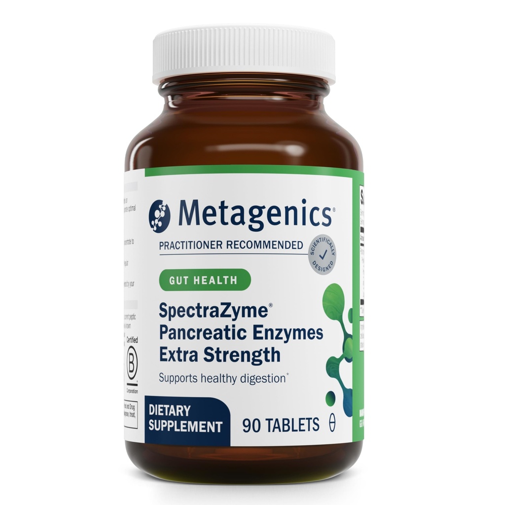 Métagène SpectraZyme Enzymes pancréatiques Extra Strength - Enzymes pancréatiques bioactifs pour le soutien digestif* - 90 portions