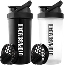 Utopia Home Protein Shaker Bottle - (Pack of 2) 28-once Shaker Bottles For Protein Mixes - Fitness Sports Classic Protein Mixer Shaker Bottle (Zwart & Clear/Black)