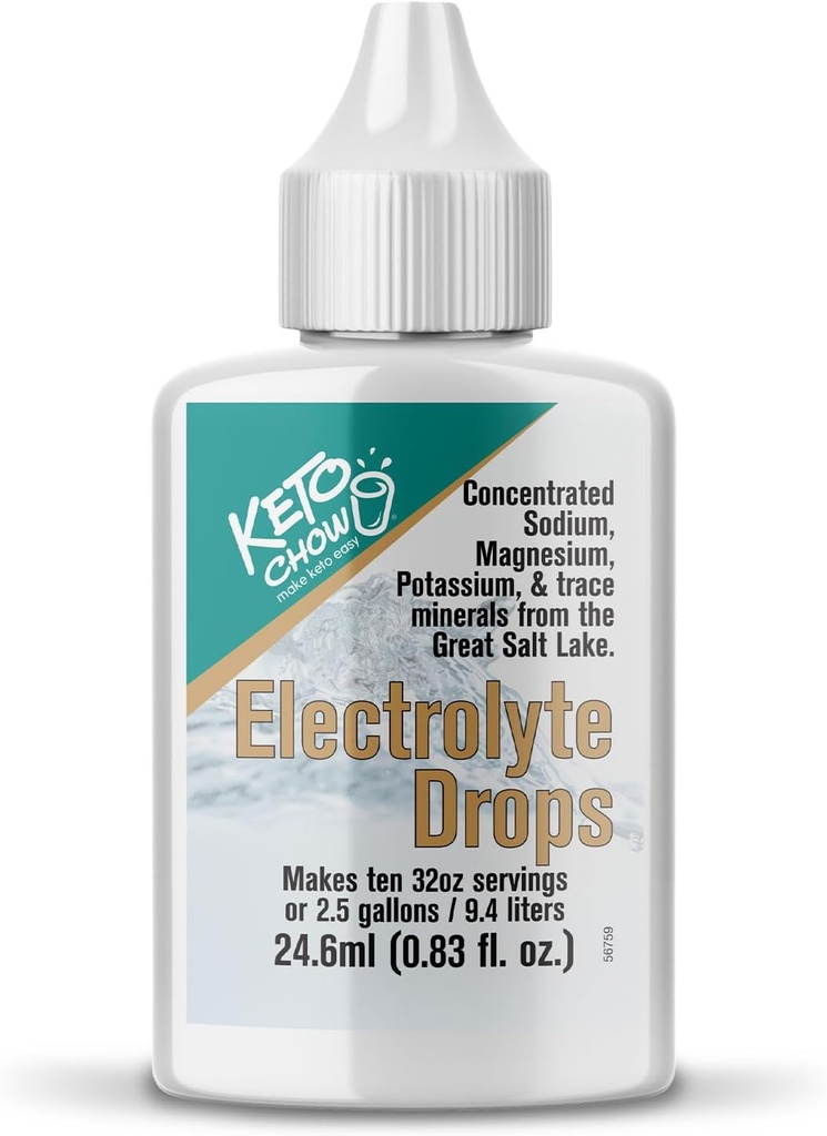 Keto Chow Electrolyte Hydration Drops - Keto Diets & Intermittent Fasting - Immune Support - Gluten & Sugar Free - Natrium, Magnesium, Kalium & Trace Minerals - Unflavored - 0,83 fl oz