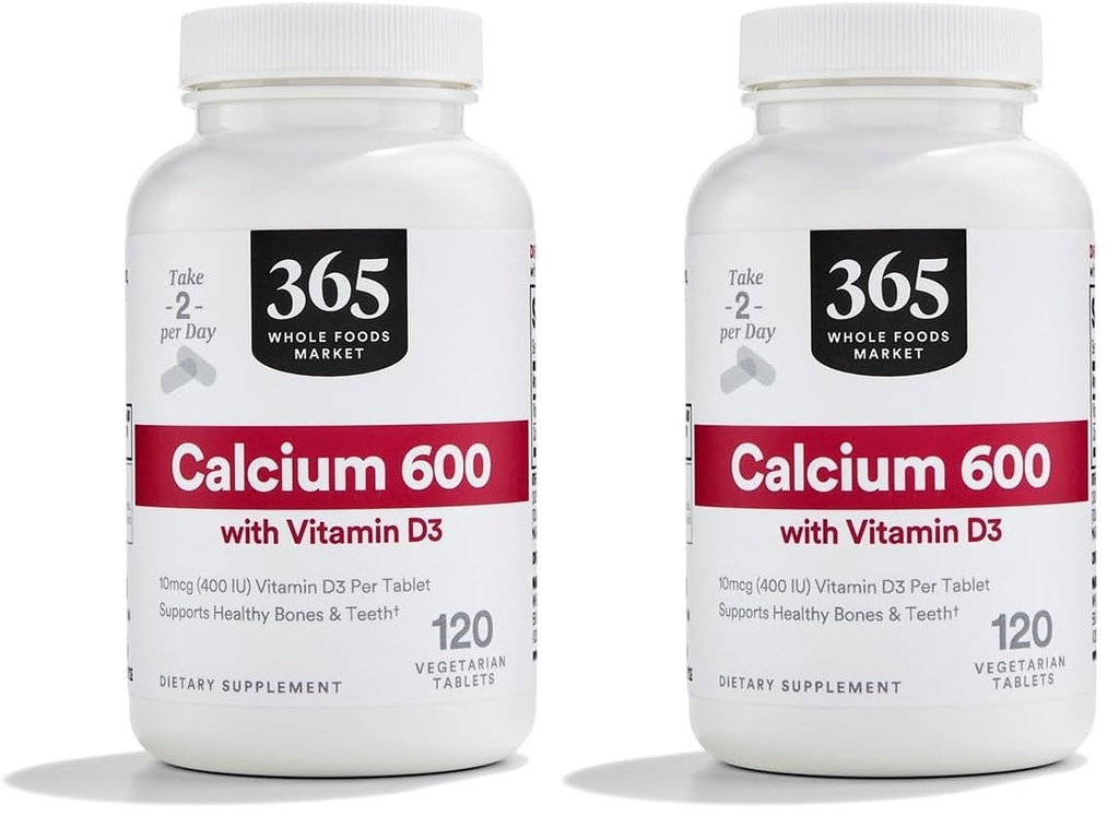 365 by Whole Foods Market Calcium with Vitamine D3 Tablets, 120 Count (pack of 2)