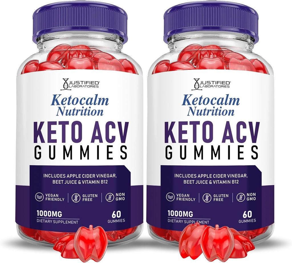 (2 Pack) Ketocalm Nutrition Keto ACV Gummies Advanced Formula 1000MG Keto Calm Nutrition Keto Gummies Apple Cider Vinegar Geformuleerd met Granaatappel Beet Juice Powder B12 Vegan Non GMO 120 Gummys