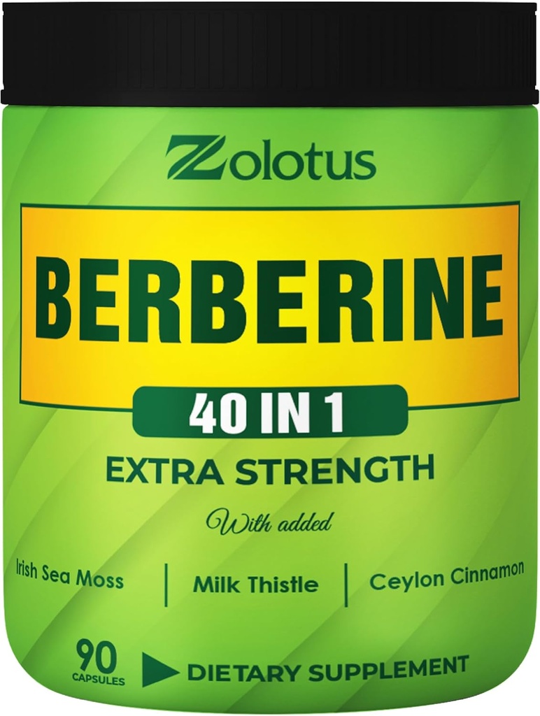 Zolotus Berberine Supplément 40 en 1, avec la mousse de mer, cannelle, chardon de lait, vinaigre de cidre de pomme, Quercetin, meilleur supplément pour système immunitaire, digestion et santé cardiaque