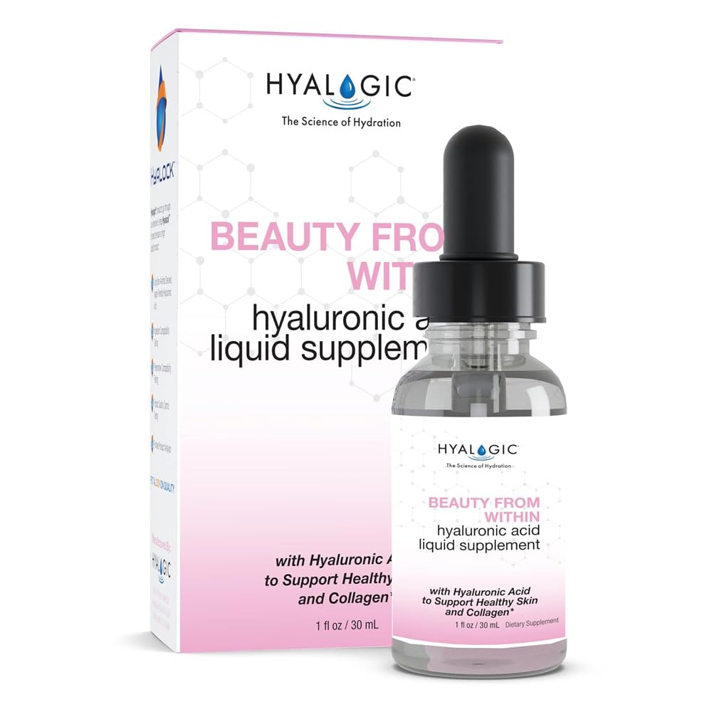 Hyalogische schoonheid van binnen Hyaluronzuur vloeibaar supplement - vloeibaar hyaluronzuur voor huidhydratatie, gewrichtsondersteuning en collagen Boost - Veganistisch, Glutenvrij, reukloos en smaakloos (1 Fl Oz)