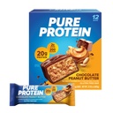 Barres de protéines pures, haute protéine, collations nutritives pour soutenir l'énergie, faible sucre, sans gluten, beurre d'arachide au chocolat, 1,76oz, 12 Compte (paquetage mai Vary)
