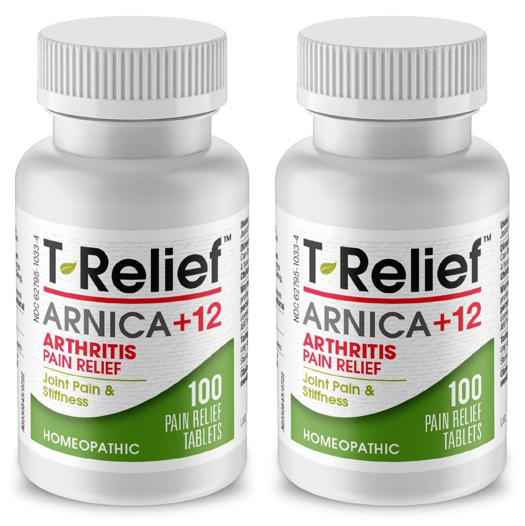 T-Relief Arthrite extra-forte Arnica +12 remèdes naturels pour soulager la douleur aident à réduire la douleur douleurs et douleurs dans les articulations naturellement - 100 comprimés (2 pack)