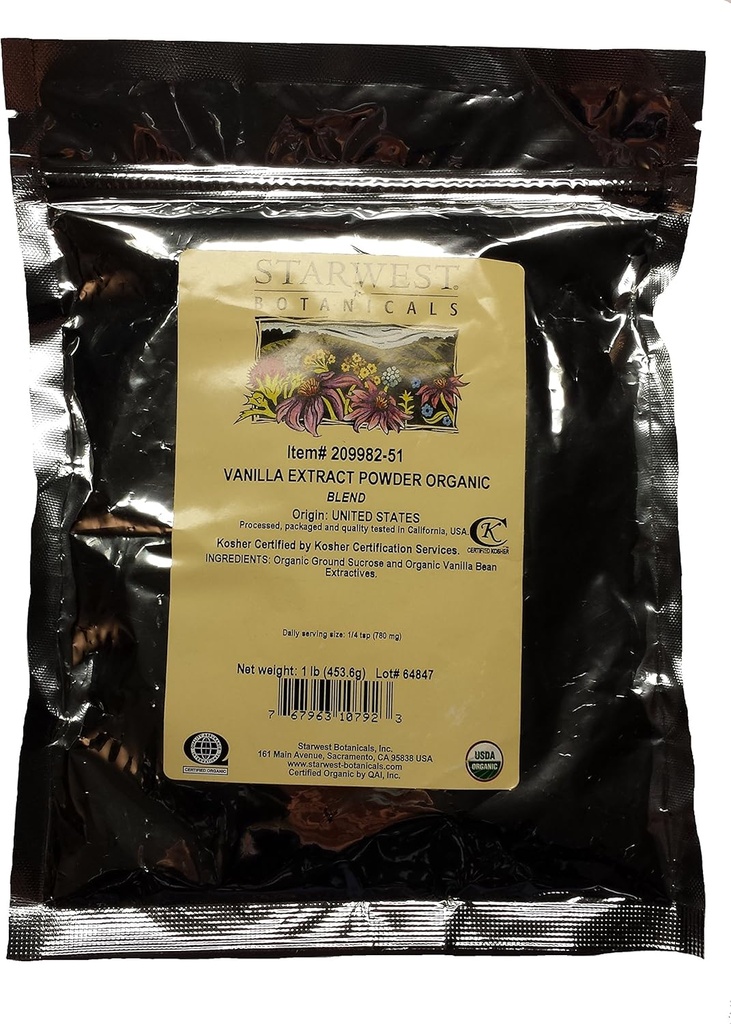 Starwest Botanicals Biologische Vanille Extract Poeder - 1 Pond