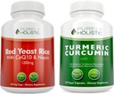 Red Gist Rice 1200mg & Niacin + Organic Turmeric Curcumin 700mg & Bioperine Providing 95% Curcuminoids - 240 Vegetarische Capsules