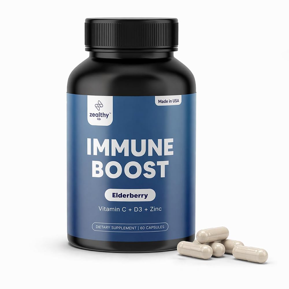 Immuun Ondersteuning Supplement, Vlierbes Capsules met Vitamine D3, Vitamine C en Zink voor Immuun Ondersteuning, Immuun Boosters voor Volwassenen