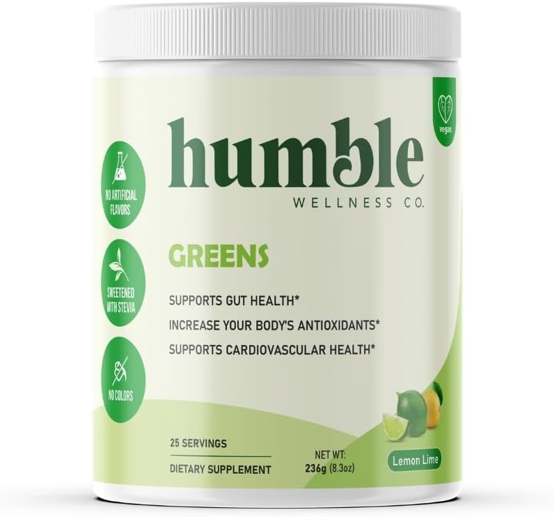 Poudre de Verts : Boost antioxydant, Santé cardiovasculaire, Santé Gut, 24 Fruits et légumes biologiques, Sans gluten, Vegan, Pas de sucre ajouté, Non OGM, Fabriqué aux États-Unis, 25 portions