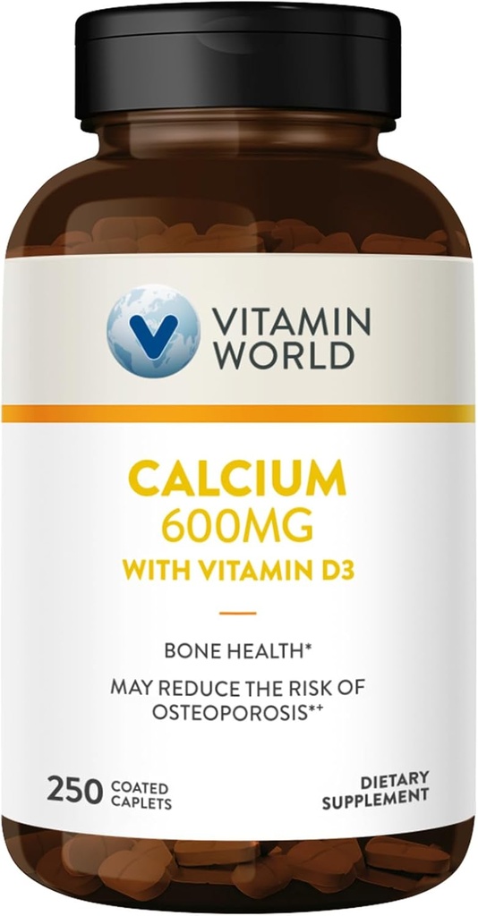 Vitamin World Calcium 600mg + Vitamin D3 250 Coated caplets