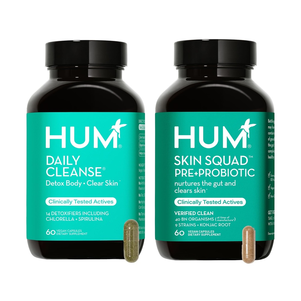 HUM Détox et nettoyage complet de la peau -Proboitics for problem Skin and Acne Breakouts wirrh Algae biologique, les herbes détoxifiantes, l'escouade cutanée et le nettoyage quotidien