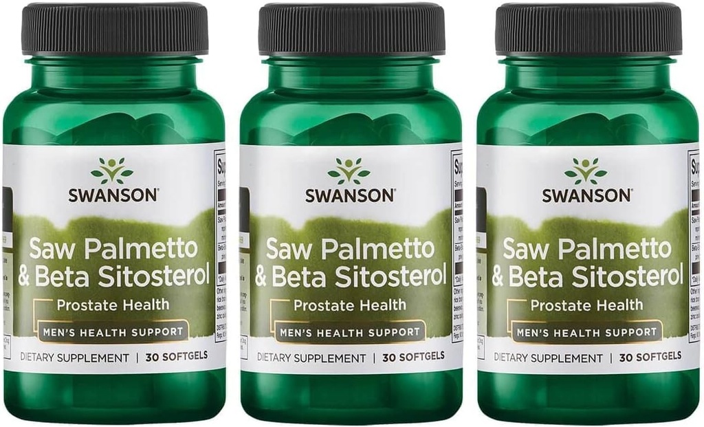 Swanson Saw Palmetto and Beta Sitosterol 30 Sgels (3 Pack)
