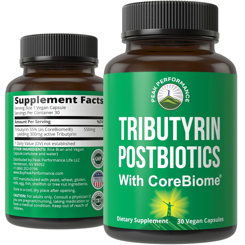 CoreBiome Tributyrine Postbiotic Supplement Klinisch getest op Gut Health. Effectiever dan natriumbutyrate capsules. Hoge biologische beschikbaarheid Post Biotica Voor Digestief, Leaky Gut, Colon, Microbiome