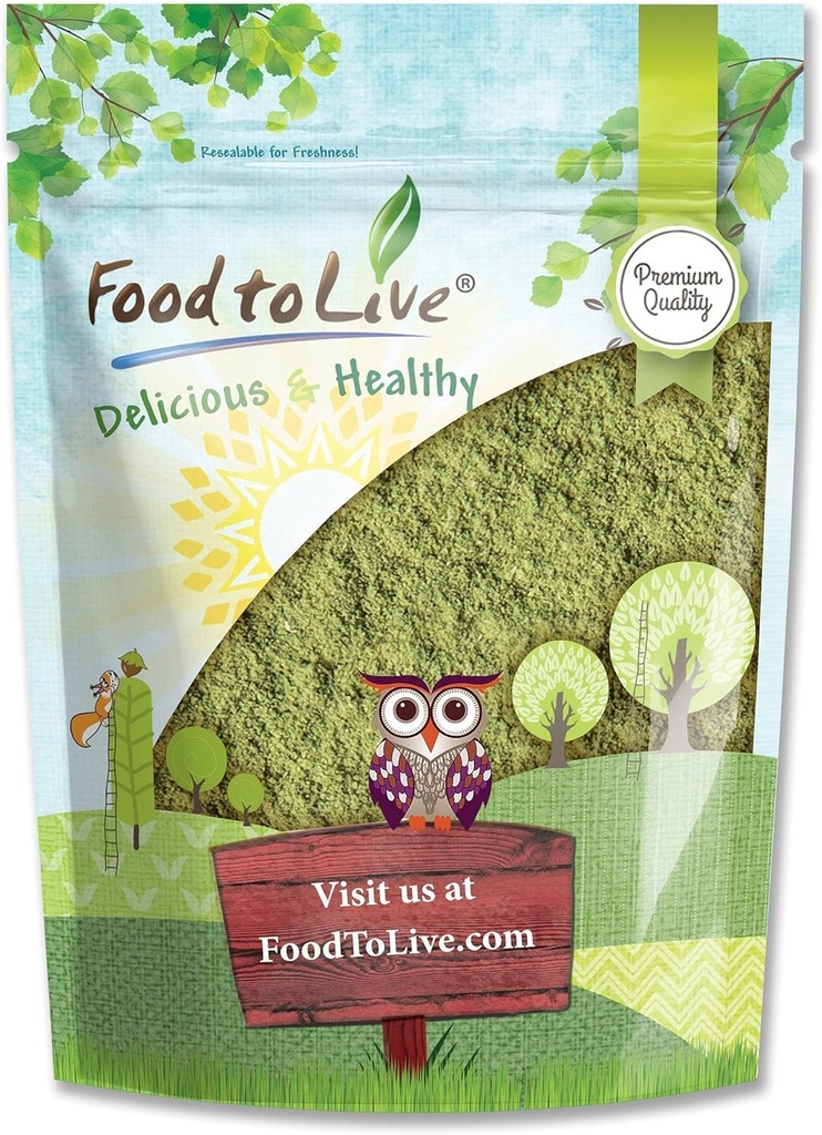 Nourriture à vivre - Poudre d'Alfalfa, 1,5 livre - Fabriqué à partir de feuilles de jeunes entiers séchées crues, Vegan,Bulk,Great for Baking, Jus, Smoothies, Shakes, et boissons de petit déjeuner instantané