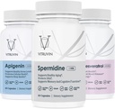 Vitruvin Longevity Plus (Spermidine 2x10mg, Apigenin 2x50mg, Resveratrol 500mg + Piperine 5mg) Veganistisch, Non-GMO, Glutenvrij, Gelatinevrij.