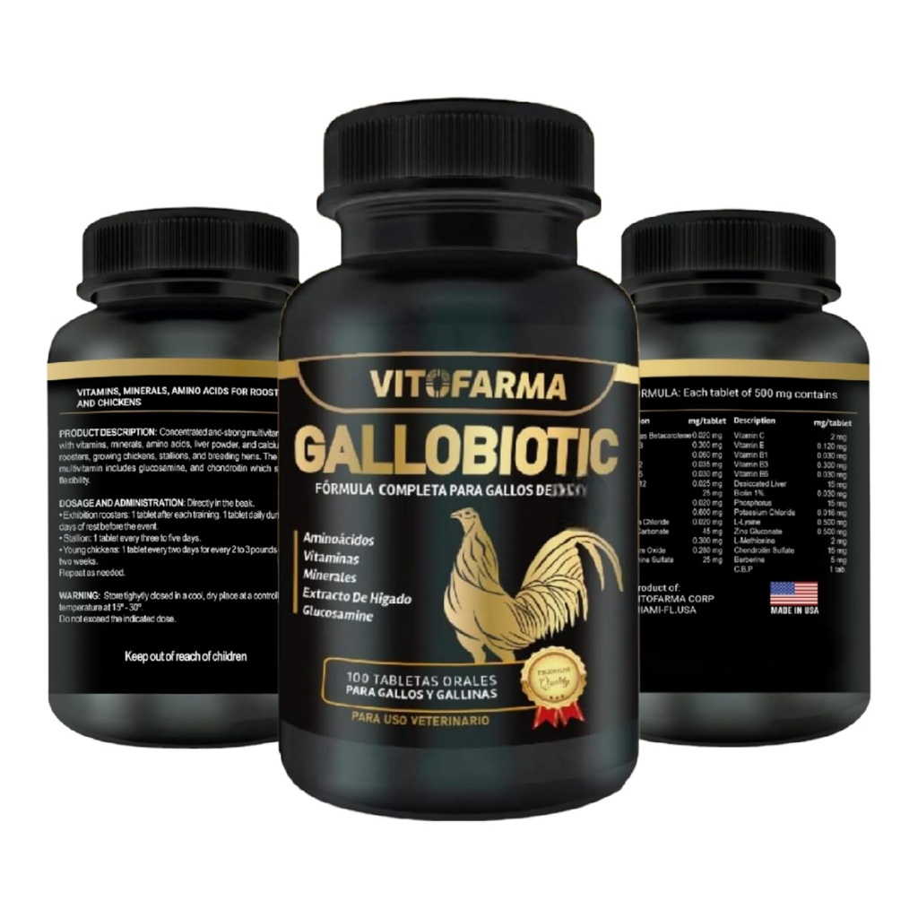 Gallobiotic Natural Multivitamine voor Rooster, Hens - 100 Tablets