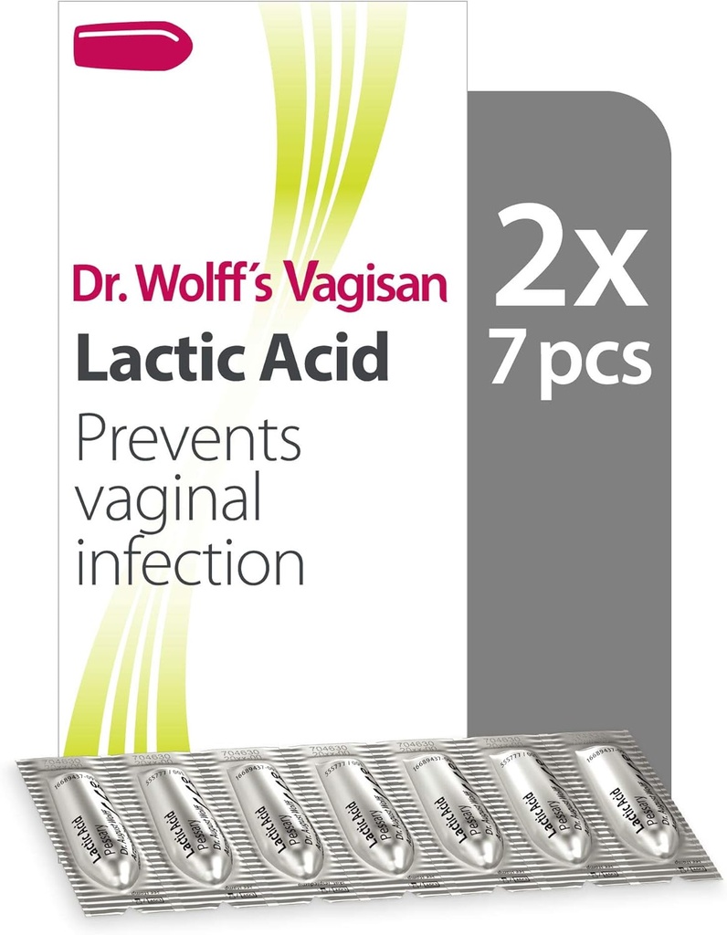 Vagisan Dr. Wolff's Lactic Acid Pessaries, Dagelijkse Vaginale Gezondheid & Intieme Hygiëne, Voorkomt infectie, 2X7st