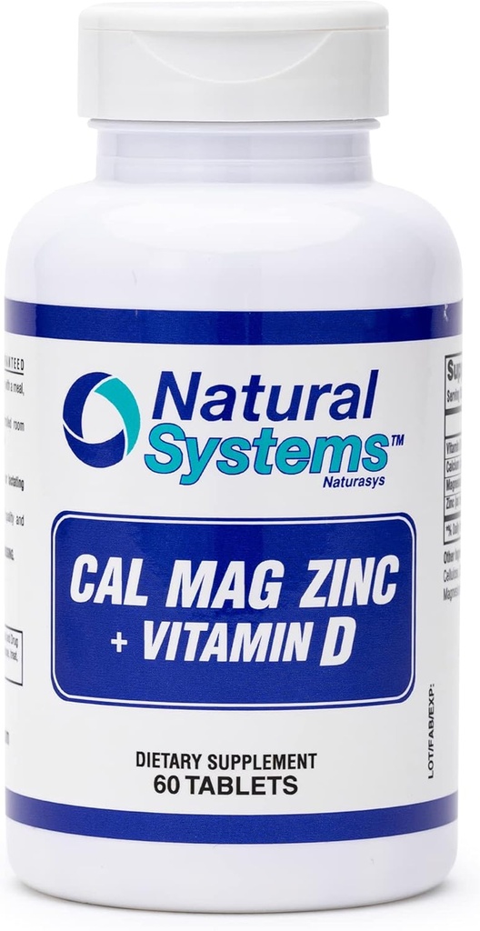 Calcium Magnesium Zink Vitamine D Supplement 60 Tablets by Natural Systems - Calcium Magnesium Zink en VIT D Supplements for Strong Immune System - Magnesium Supplement for The Immune System