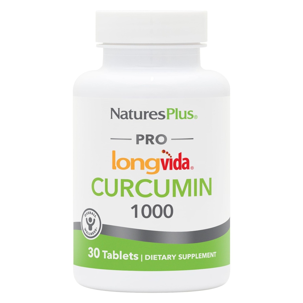 NaturesPlus PRO Longvida Curcumin 1000 mg - 30 comprimés - Promotion d'une protection radicale sans danger - Non-OGM, végétalien et sans gluten - 30 portions