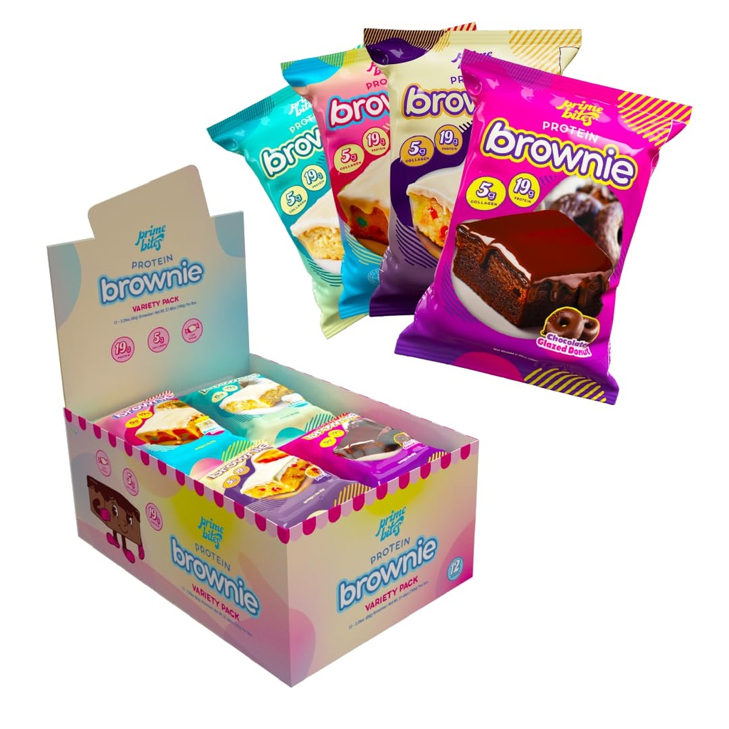 Prime Bites Protein Brownie de Alpha Prime suppléments de haute protéine, collagène fortifié traité à faible teneur en sucre