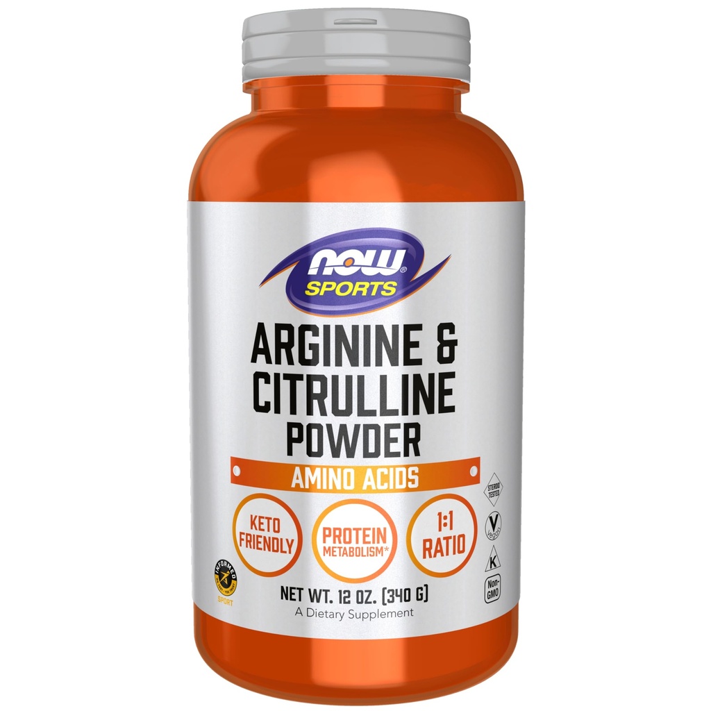 NOW Foods Sports Nutrition, Arginine & Citrulline Powder, 1:1 Ratio, Aminozuur, 12-Ounce
