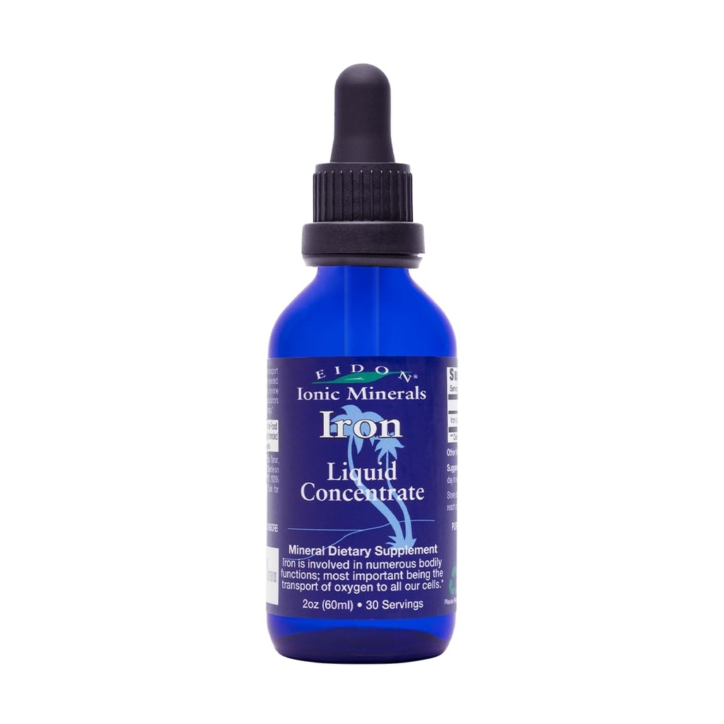 Concentrate de fer liquide d'Eidon - supplément de fer liquide pour les femmes et les hommes, gouttes de fer de sulfate ferreux végétalien pour les adultes et les enfants, naturel, haute puissance, sans gluten - bouteille de 2 fl Oz avec goutteau (paquet de 1)