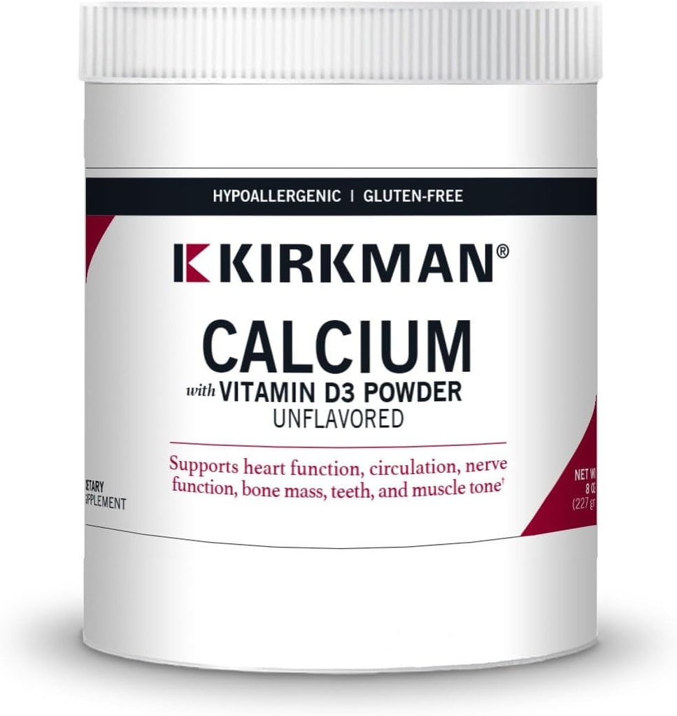 Kirkman - Calcium met vitamine D3 Powder - 8 oz - Essentiële Mineralen - Helpt handhaven Sterke Bones - Unflavored