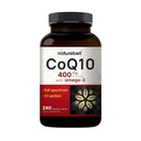 NatureBell CoQ10 400mg met Omega-3-240 Capsules - Antioxidant Supplement voor Hart- en Energiegezondheidsondersteuning - Ondersteunt Cellulaire Energie* - Extra sterkte Co-enzym Q10