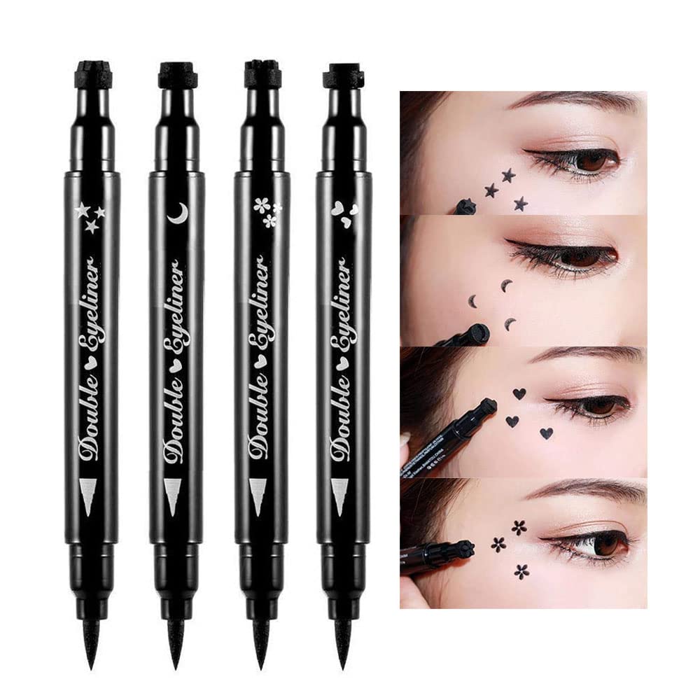 BINGBRUSH Dubbelzijdige vloeibare Stempel Eyeliner Pen, Gezicht Stempels Make-up extreem zwart waterdichte Slim Gel Vilt Tip High Black Pigment Liquid Eyeliner & Seal (zwart)
