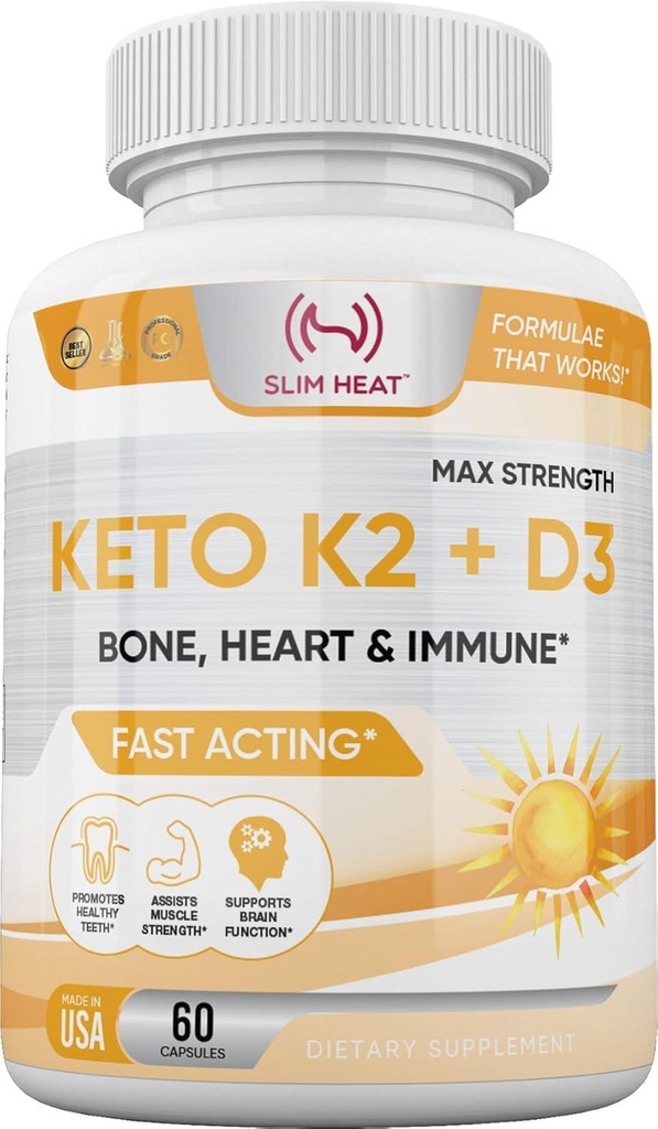 Vitamine K2 + D3 met calcium - Bone, Heart and Immune Formula - K2 D3 Vitamine Supplement voor vrouwen en mannen - 60 capsules
