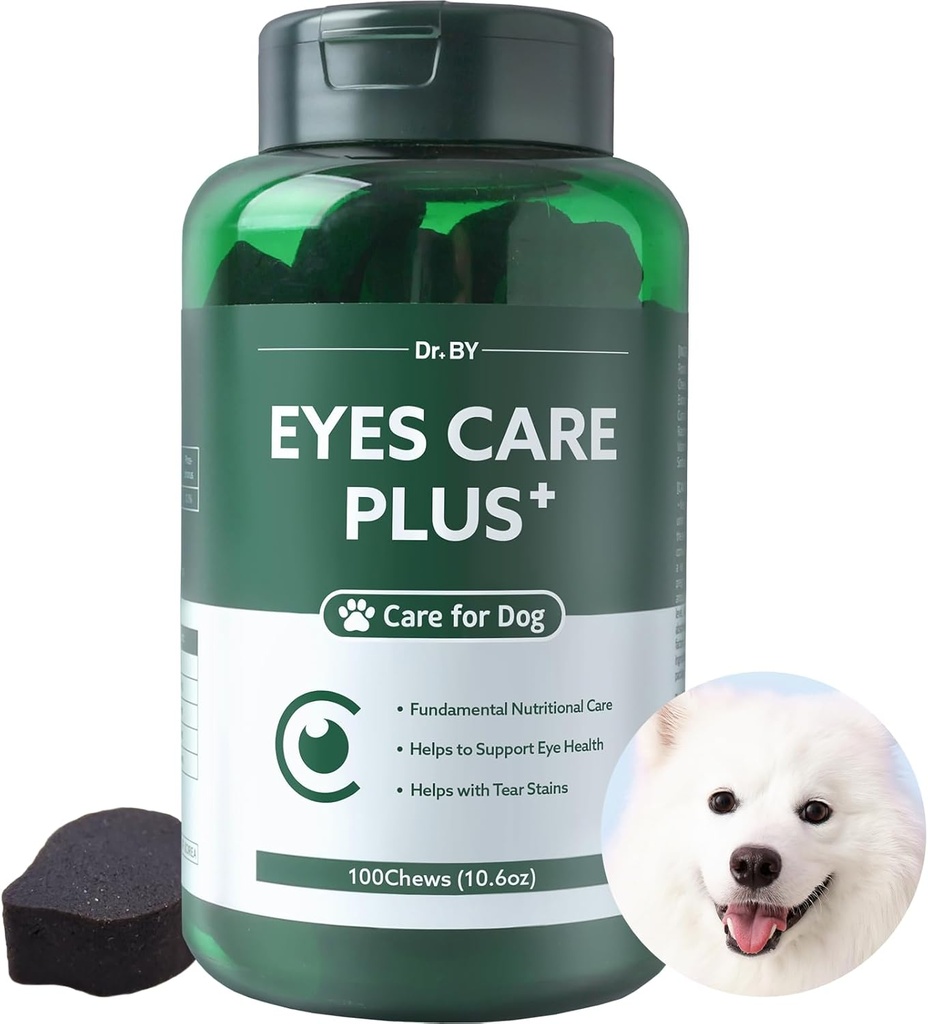 Dr.by Eyes Care Plus Hond Tear Stain Supplement Oogdruppels voor honden Ooggezondheid Ondersteuning met melkdistel Lutein Beta Caroteen - 100 Zachte Kauwen