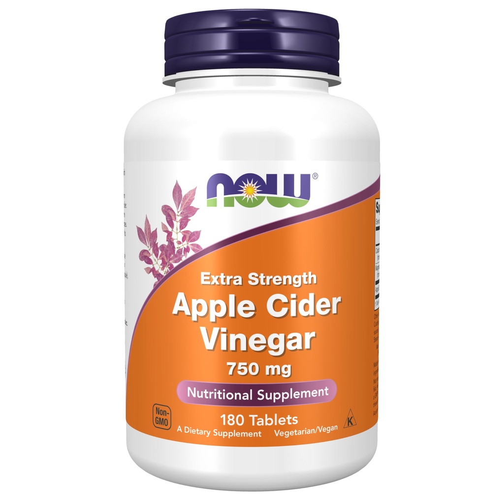 MAINTENANT compléments alimentaires, vinaigre de cidre de pomme 750 mg, de fermentation de cidre de pomme sucré, force supplémentaire, 180 comprimés