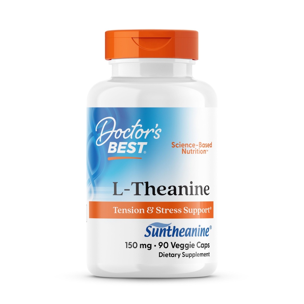 Le meilleur L-Theanine du docteur contient de la suntheanine, aide à réduire le stress et le sommeil, non-OGM, sans gluten, végétalien, 150 mg (DRB-00197), 90 Nombre