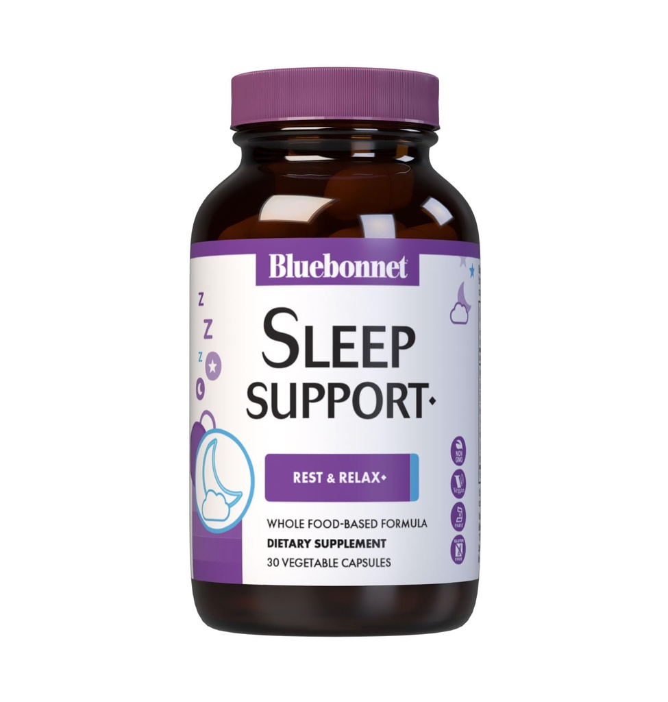 Bluebonnet Nutrition doelgerichte keuze slaapondersteuning, rust en ontspanning hele voedsel-gebaseerde formule, sojavrij, glutenvrij, kosjer, niet-GMO, zuivelvrij, veganistisch, 30 plantaardige capsules