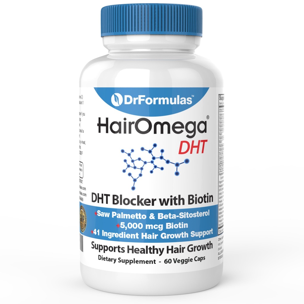 DrFormulas HairOmega DHT Blocker Biotin 5000 mcg Vitaminen voor haargroei Supplement 