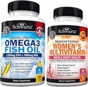 Dagelijkse Multivitamine voor Vrouwen Capsules (1 Maand Supply) Plus Triple Strength Omega 3 Visolie Softgels (2 Maand Supply)