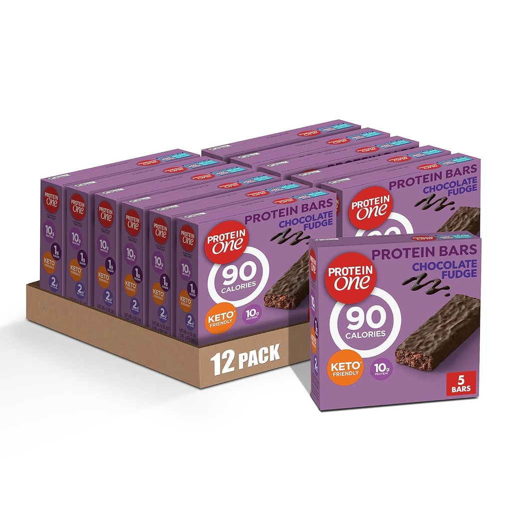 Proteïne One 90 Calorie Proteïne Bars, Chocolate Fudge, Keto Friendly, 5 Ct, 4.8 oz (verpakking van 12)