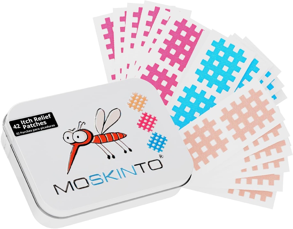 Moskinto De originele Muggen Itch Relief Patches voor kinderen & volwassenen, Bug Bite Patches Soothe Zwelling & Jeuk, Anti Itch Bug Bite Relief, Suction Tool Alternative, Family Pack, 42 Tellen