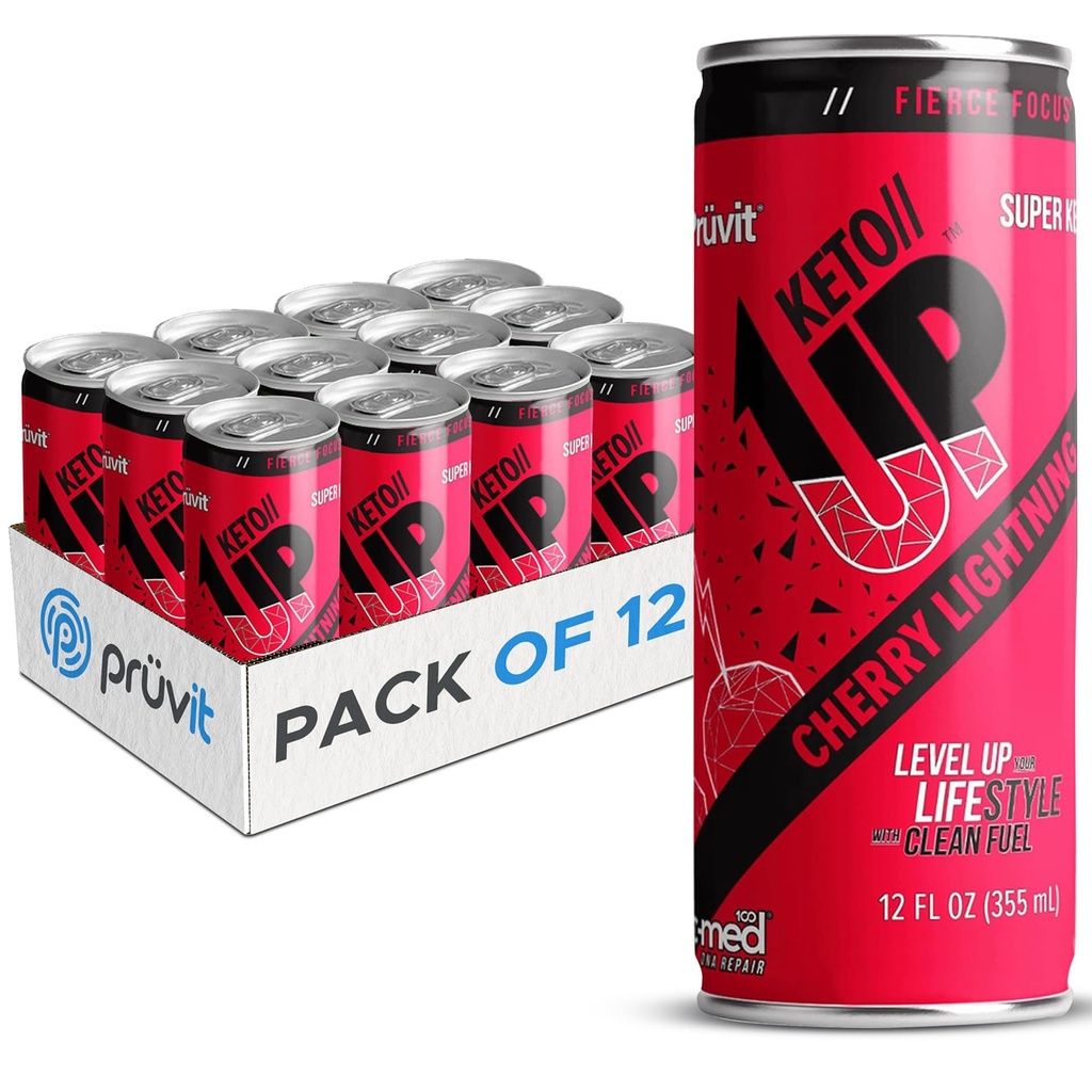 De Cherry Lightning Keto//Up® Drinken Ready-to-Drink Ketonen voor Focus voor mannen en vrouwen - 12 Pack