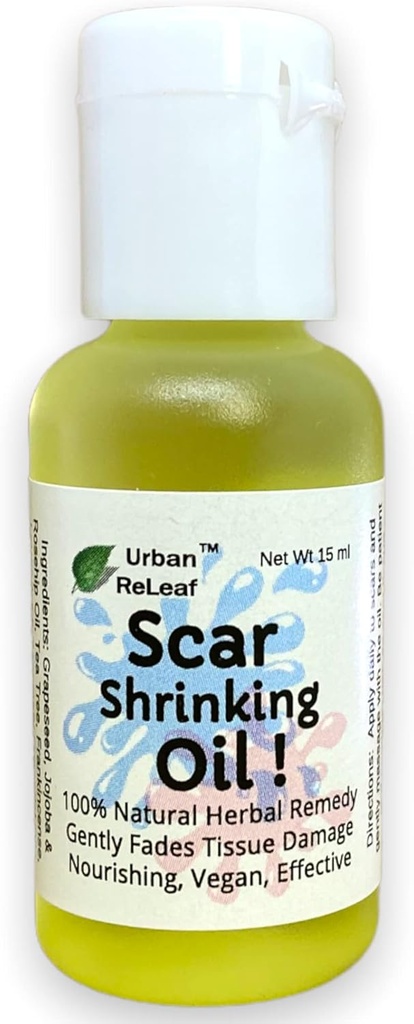 Urban ReLeaf Scar Shrinking Oil ! Voorzichtig vervaagt weefselschade, voedende Vegan Effective. Helpt Keloids, Bumps, verhoogde littekens. 100% Natuurlijke Remedie.