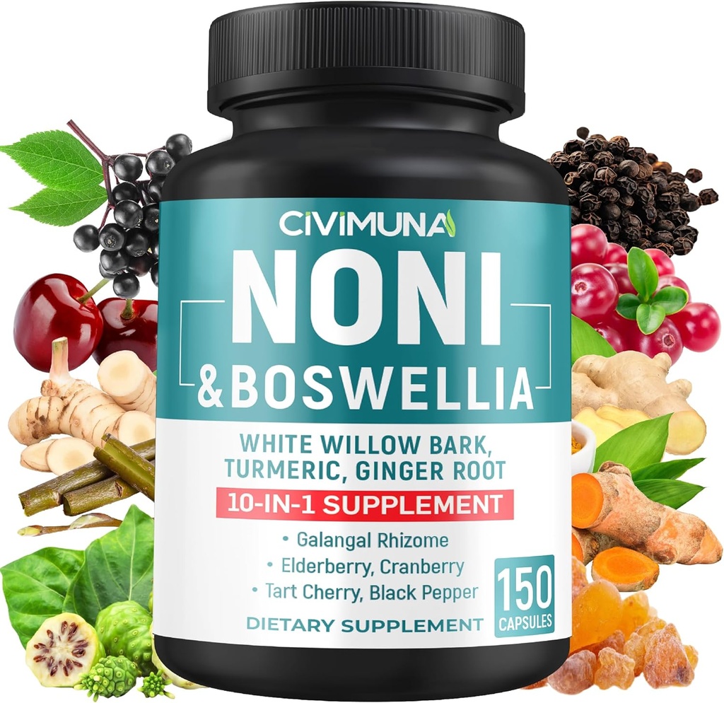 Noni Extract Capsules met Noni, Boswellia, White Willow Bark en Meer - 150 Capsules voor 5 maanden levering