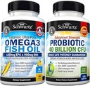 Triple Strength Omega 3 Fish Oil Softgels (2 Month Supply) Plus 40 Miljard CFU Daily Probiotic Supplement (2 Month Supply)