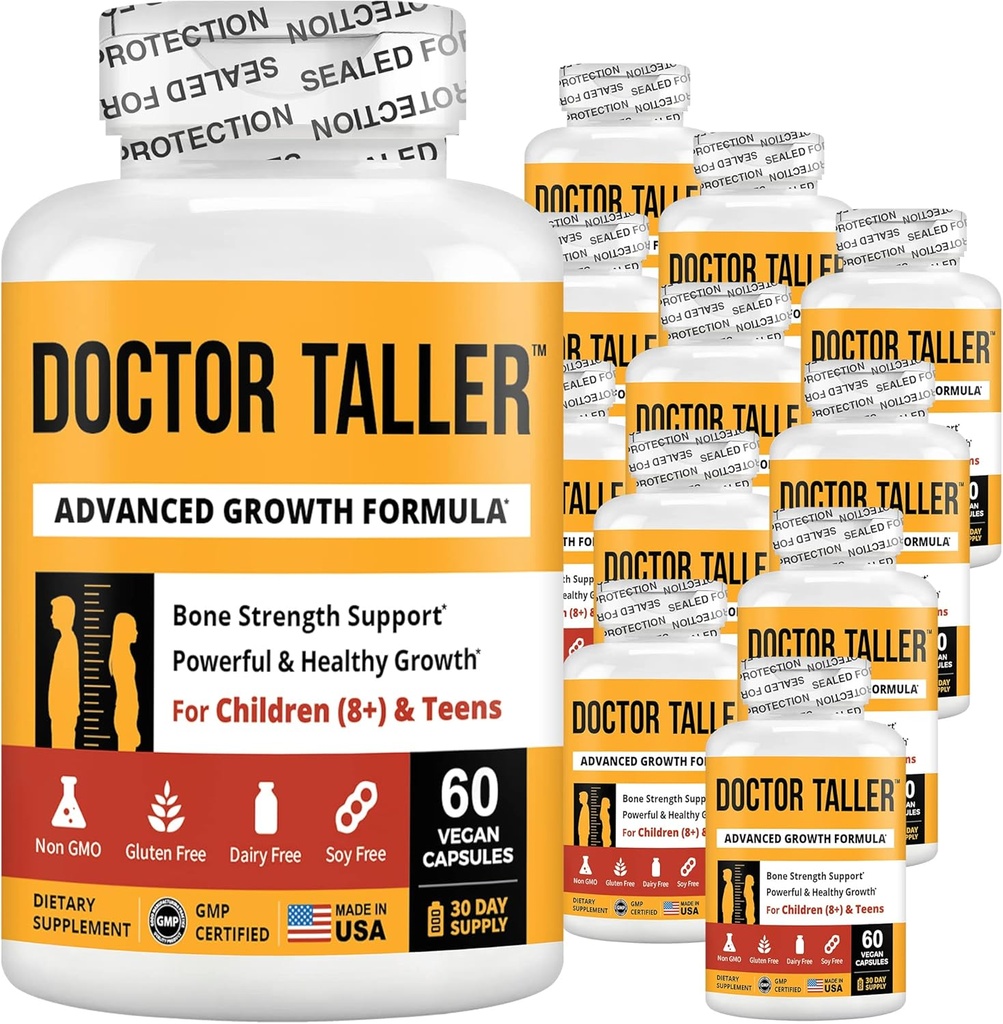 NuBest Doctor Taller - Formule de croissance en hauteur - Soutient la croissance en hauteur et l'immunité - Keto avec du calcium, vitamine D3, vitamine K2, acides aminés et herbes pour les enfants (8+) - 12 packs