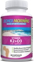 Vitamine K2 + D3 Supplement for Bone & Heart Health - High Potency 5000IU Vitamine D3 & 100mg Vitamine K2 (MK7) Capsules for Optimal Calcium Absorptie - 60 Vegan Capsules