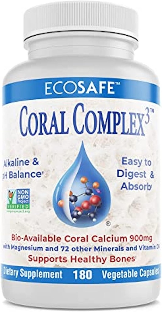 Coral Complex 3 - Coral Calcium 900 mg met vitamine D3 1200 IE en Magnesium168 mg - 180 Vegetarian Capsules