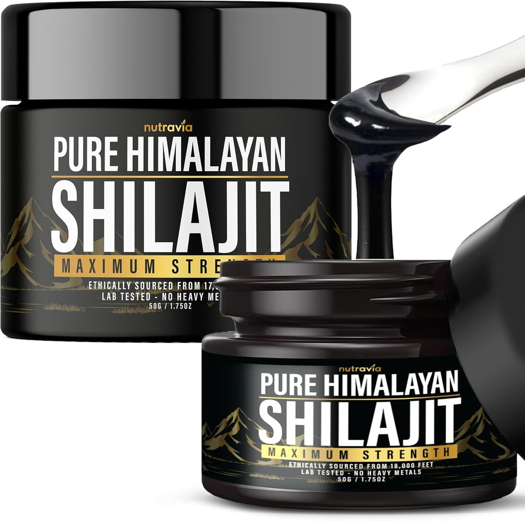 (2 Pack) Shilajit Pure Himalaya Organic Resin - Natural Authentic Lab Tested Formula for Men, Women - No Heavy Metals - 600mg Max Strength with 85+ Trace Minerals Golden Grade Shilajit Supplement