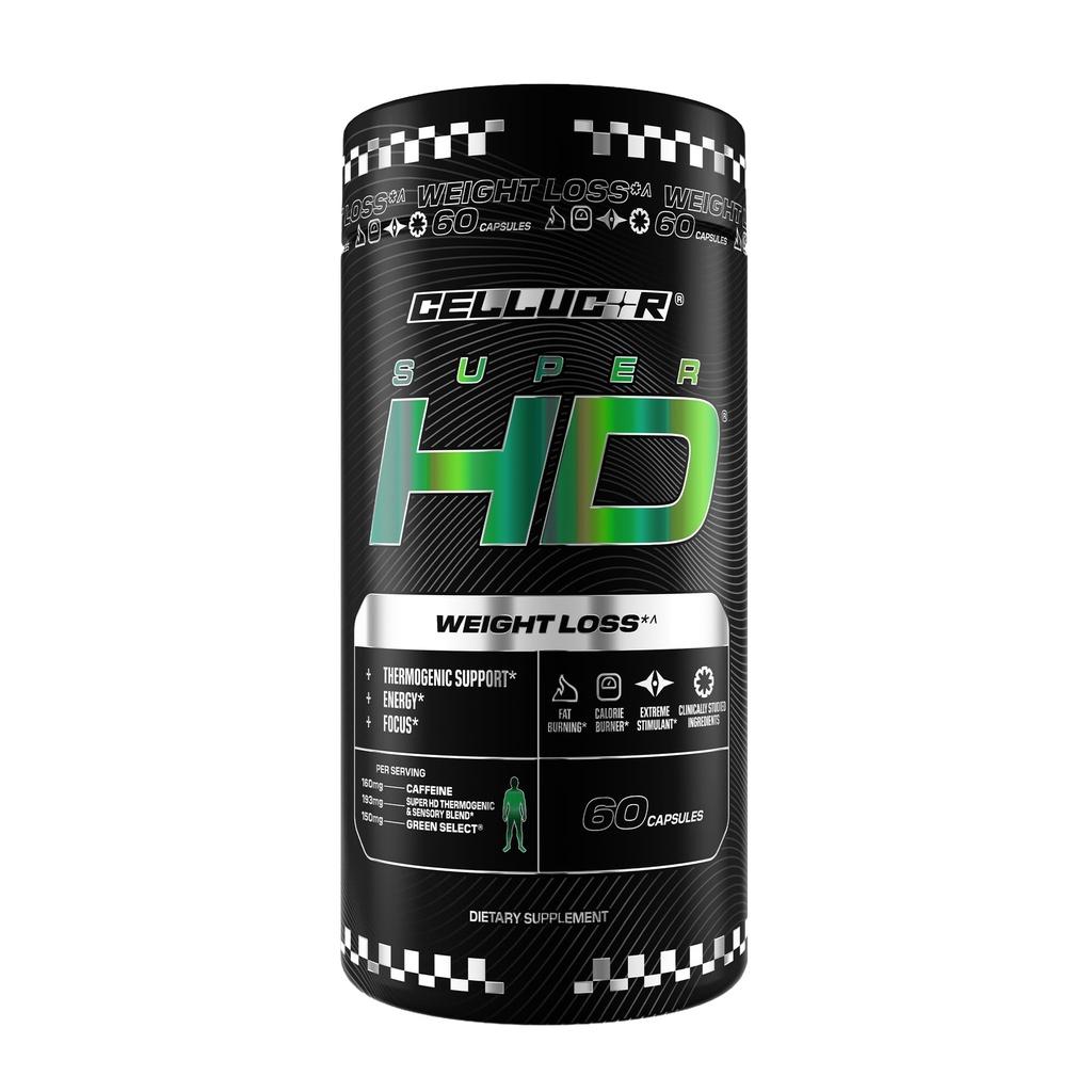 Cellucor SuperHD Thermogénique Fat Burner Supplément de perte de poids, suppresseur d'appétit, et de l'énergie Booster Capsimax, extrait de thé vert, 160mg caféine et plus 60 capsules (emballage mai Vary)
